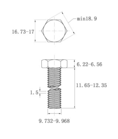 Bản vẽ kỹ thuật Bulong Inox 316 DIN933 M10x12