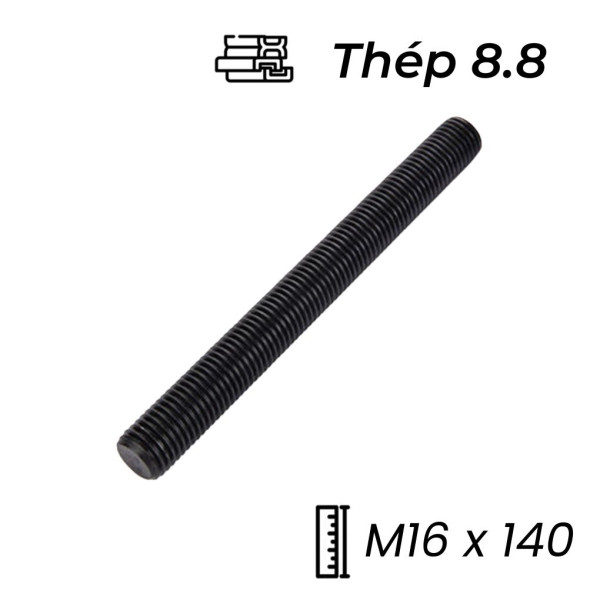 Guzong Thép Đen 8.8 M16x140