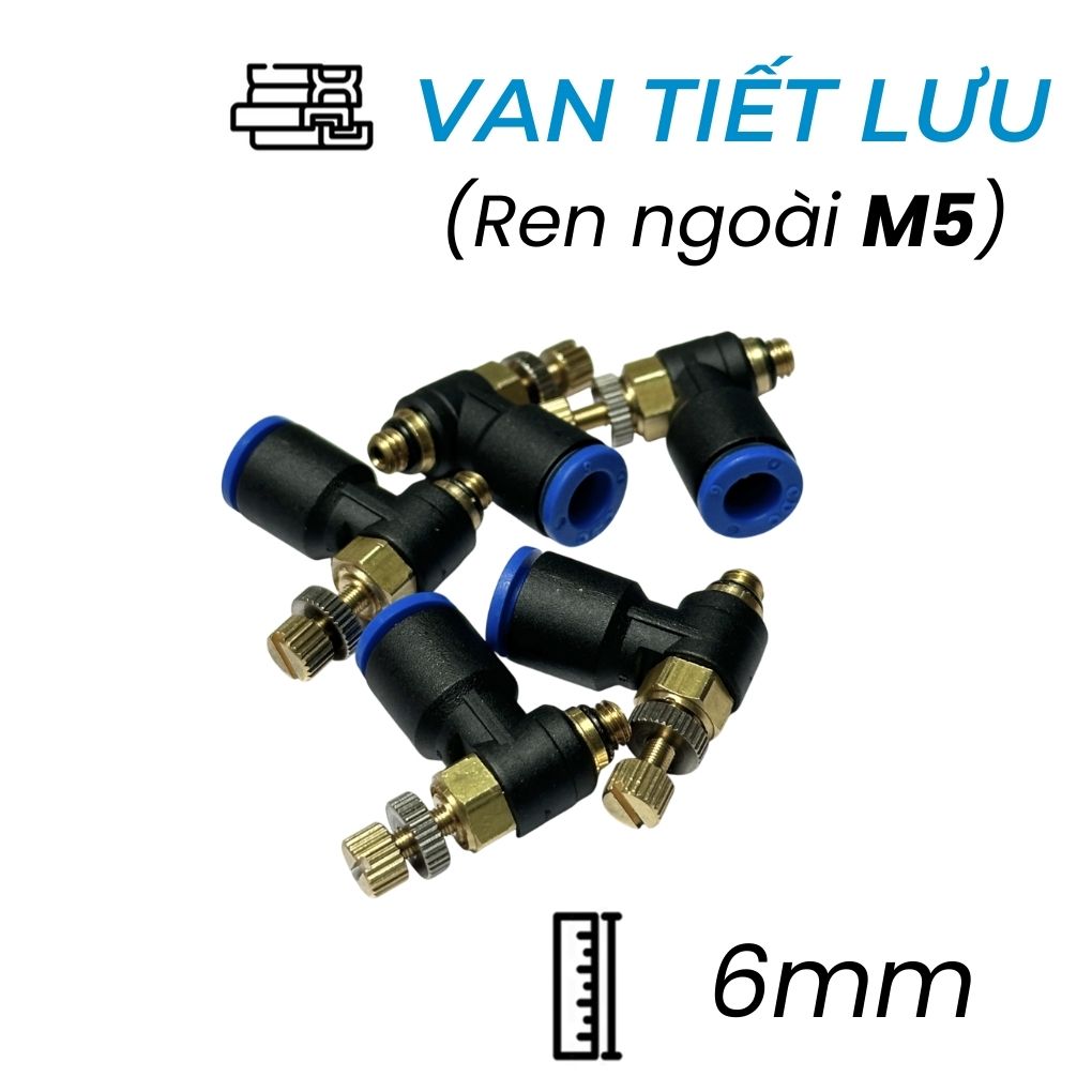 Van Tiết Lưu Khí Nén Ø6mm - Ren Ngoài M5 CDC MSC 06M5 (Màu Đen)
