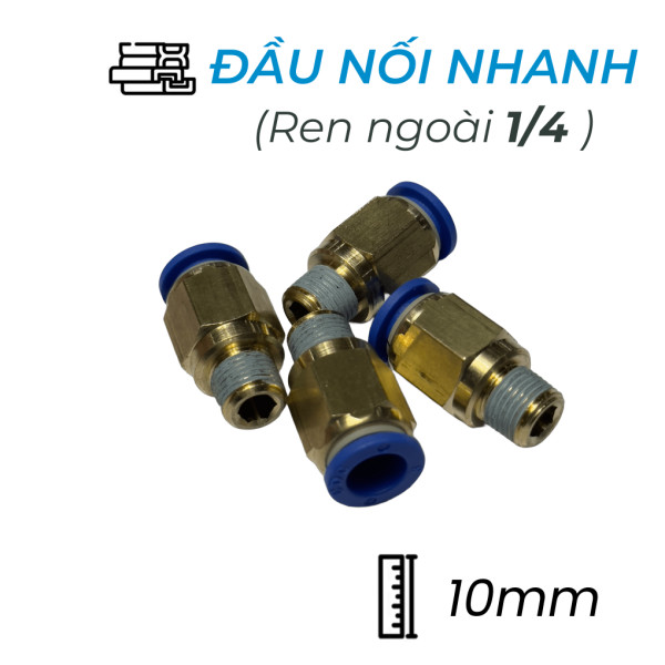 Đầu Nối Nhanh Khí Nén Ø10mm - Ren Ngoài 1/4" CDC MPC 1002 (Màu Xanh)