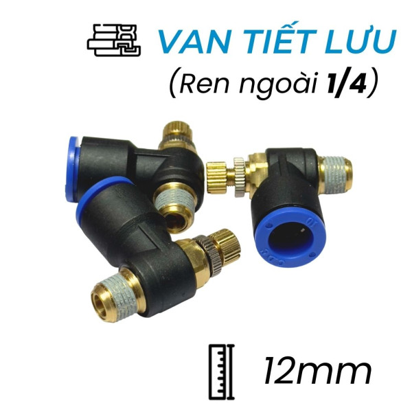 Van Tiết Lưu Khí Nén Ø12mm - Ren Ngoài 1/4" CDC MSC 1202 (Màu Đen)