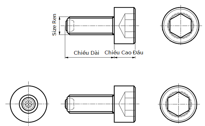 Bản vẽ kỹ thuật Swivel Shoulder Clamping Screw - Flat End T17B-1060