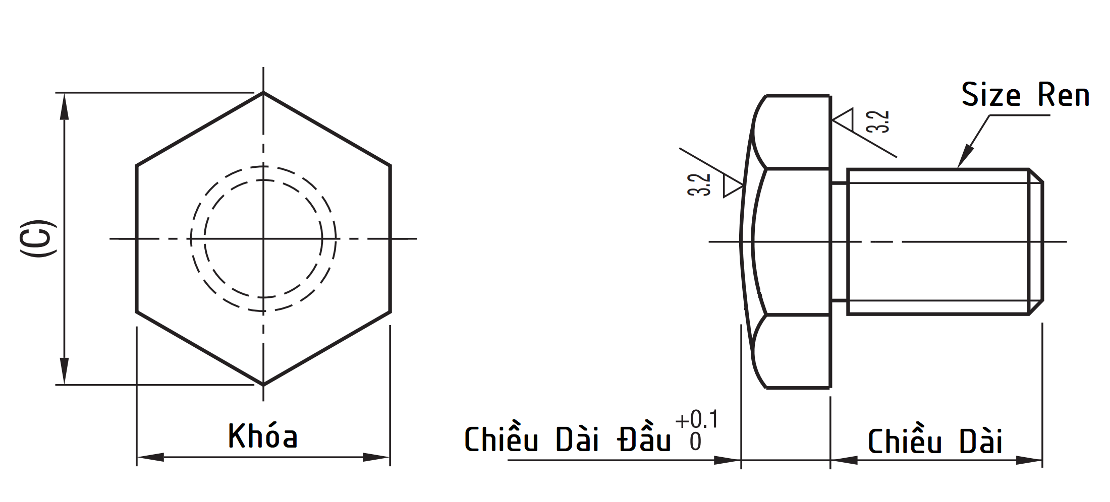 Bản vẽ kỹ thuật Stop Pin - Screw Spherical Type - Coarse SBTEH8