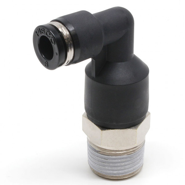 Đầu Nối Nhanh Khí Nén Dạng Cong 90° Ren Ngoài (Dài) Pisco PLL6-03W