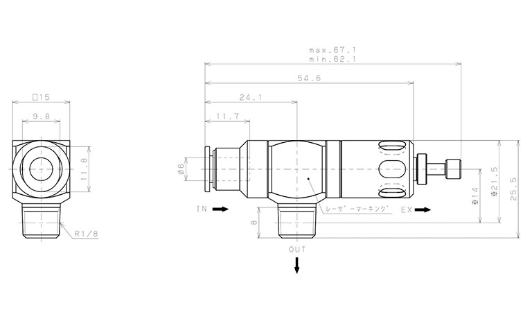 Bản vẽ kỹ thuật Van Xả Nhanh Khí Nén Pisco EQ01-C06P01E