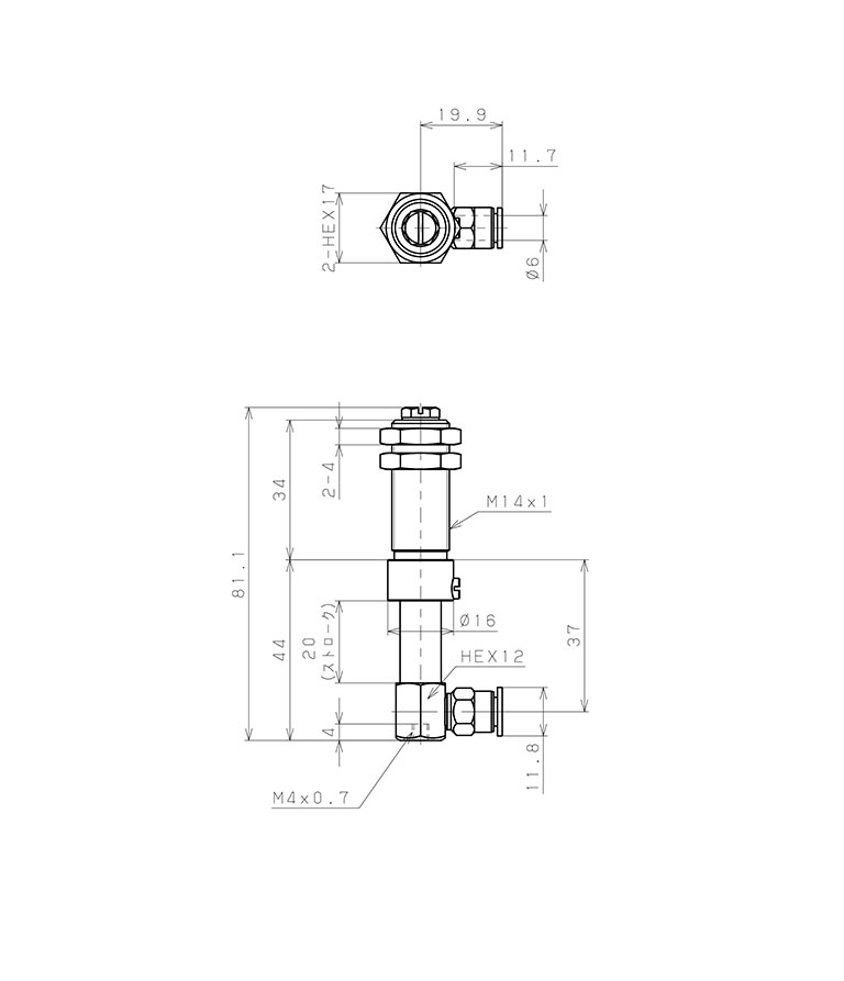 Bản vẽ kỹ thuật Bộ Nấm Hút Chân Không Và Giá Đỡ, Cao Su Nitrile (NBR), O.D 10 mm, Pisco VPD10-20RN-6J