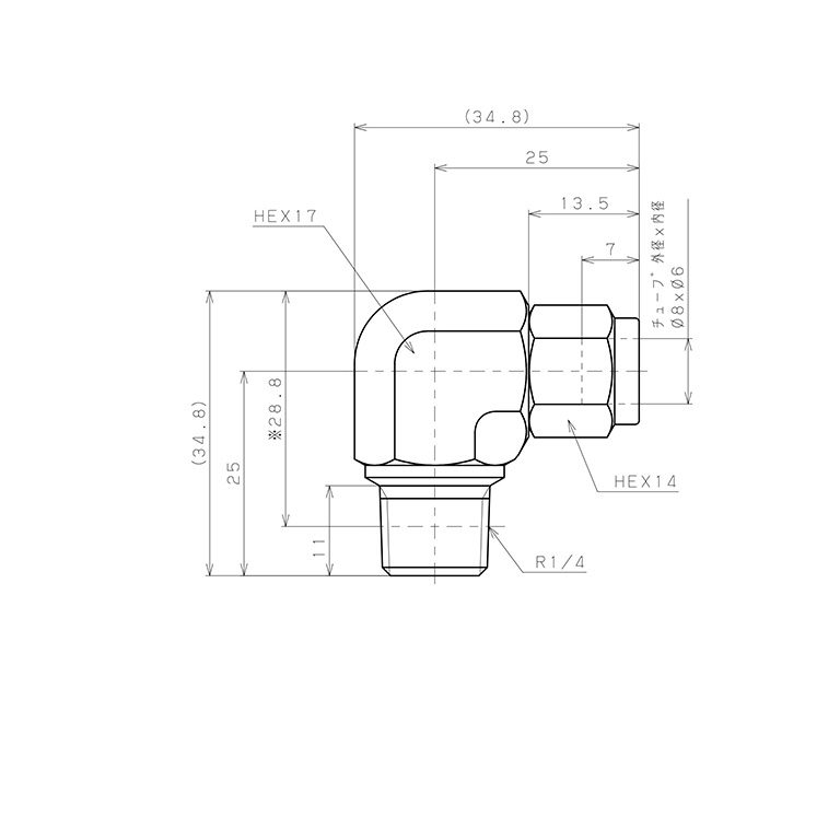 Bản vẽ kỹ thuật Đầu Ngạnh Nối Ống Có Đai Ốc Xiết Dạng Cong 90° Ren Ngoài Pisco NSL0860-02