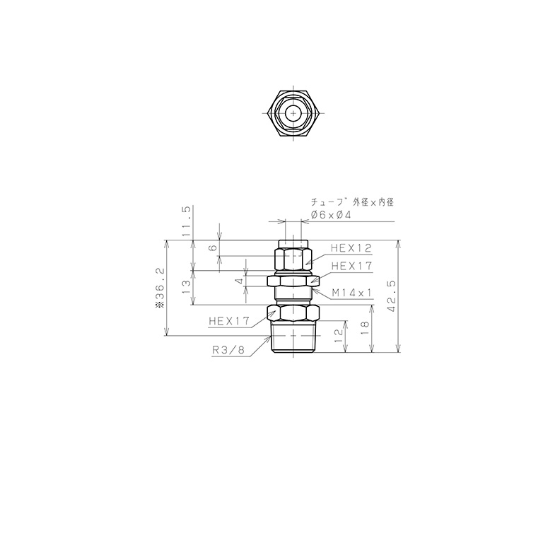 Bản vẽ kỹ thuật Đầu Ngạnh Nối Ống Có Đai Ốc Xiết Dạng Lắp Vách Ren Ngoài Pisco NSMC0640-03-TP