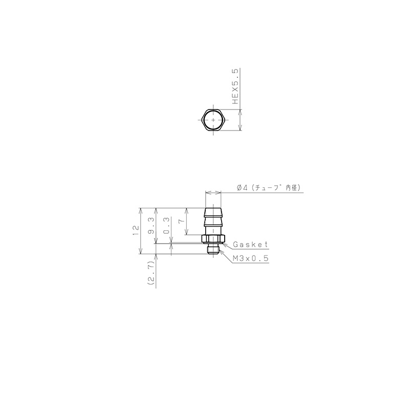 Bản vẽ kỹ thuật Đầu Ngạnh Nối Ống Dạng Thẳng Thân Lục Giác Ren Ngoài Pisco SLC-0640-M3-C