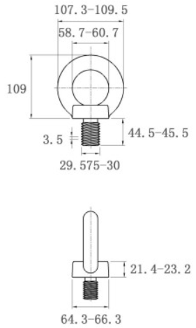 Bản vẽ kỹ thuật Bulong Vòng Thép Mạ Kẽm DIN580 M30x45