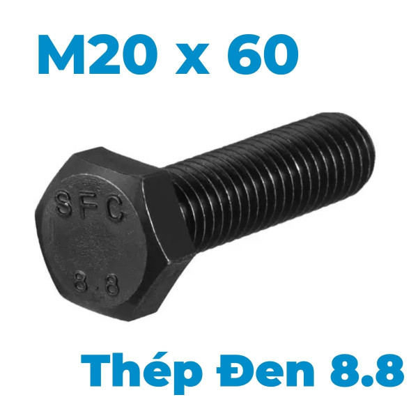 Bulong Thép Đen 8.8 DIN933 M20x60