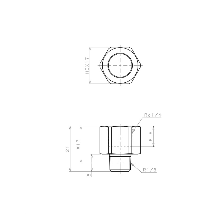 Bản vẽ kỹ thuật Đầu Nối Ren Đực Cái Pisco PF01-02-UC