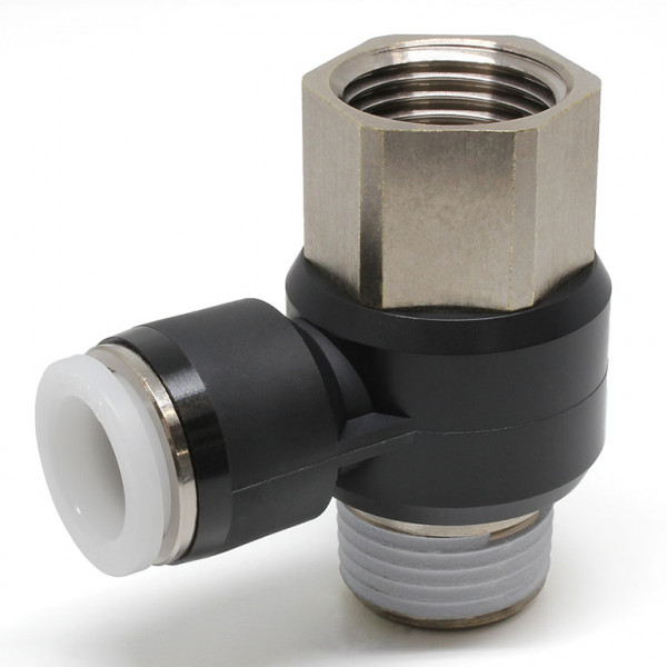 Đầu Nối Nhanh Khí Nén Cong 90° Đầu Lục Giác Trụ Ren Đực Cái Pisco PHF1/2-04