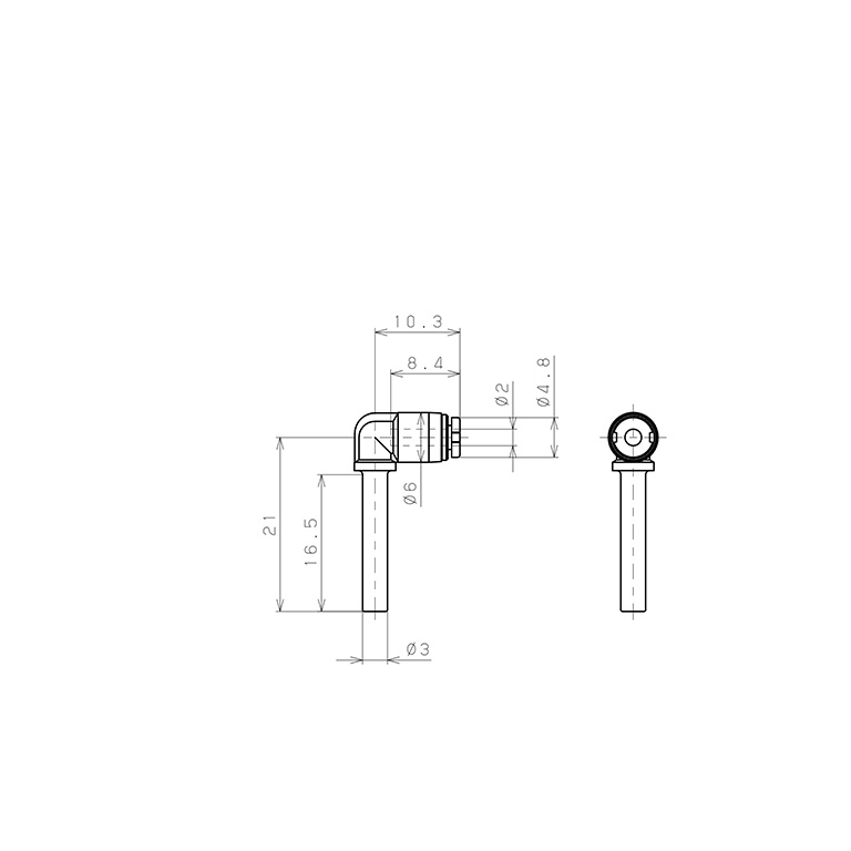 Bản vẽ kỹ thuật Đầu Nối Nhanh Khí Nén Giữa Ống Khí Và Fitting Dạng Nối Giảm Cong 90° Pisco PLGJ3-2MW-C