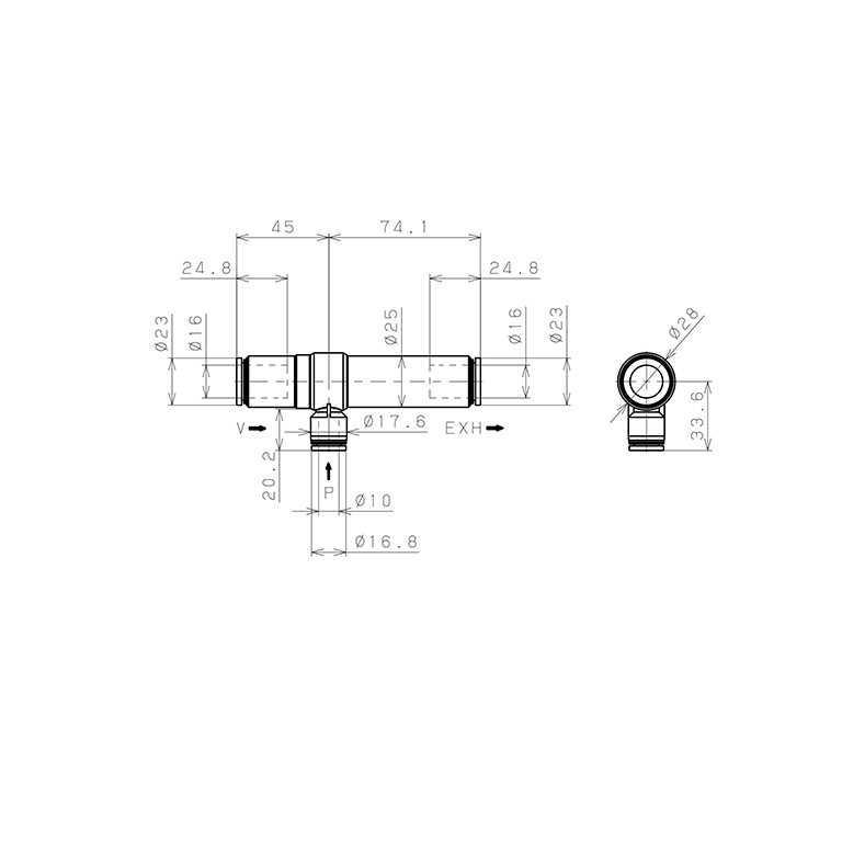 Bản vẽ kỹ thuật Bộ Tạo Chân Không Dòng VRL Pisco VRL200-161016
