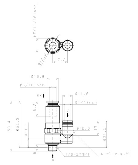 Bản vẽ kỹ thuật Bộ Tạo Chân Không Dòng VH - VS Pisco VSE10-1/4N1JU
