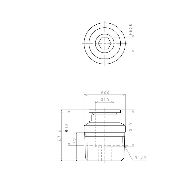 Bản vẽ kỹ thuật Đầu Nối Nhanh Khí Nén Dạng Thẳng Ren Ngoài Pisco SSPOC10-04-X-TP