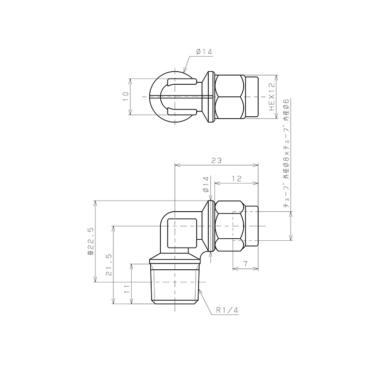Bản vẽ kỹ thuật Đầu Ngạnh Nối Ống Có Đai Ốc Xiết Dạng Cong 90° Ren Ngoài Pisco NKL0860-02