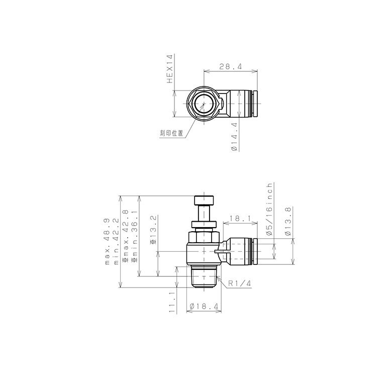 Bản vẽ kỹ thuật Van Tiết Lưu Khí Nén Pisco JSC5/16-02B