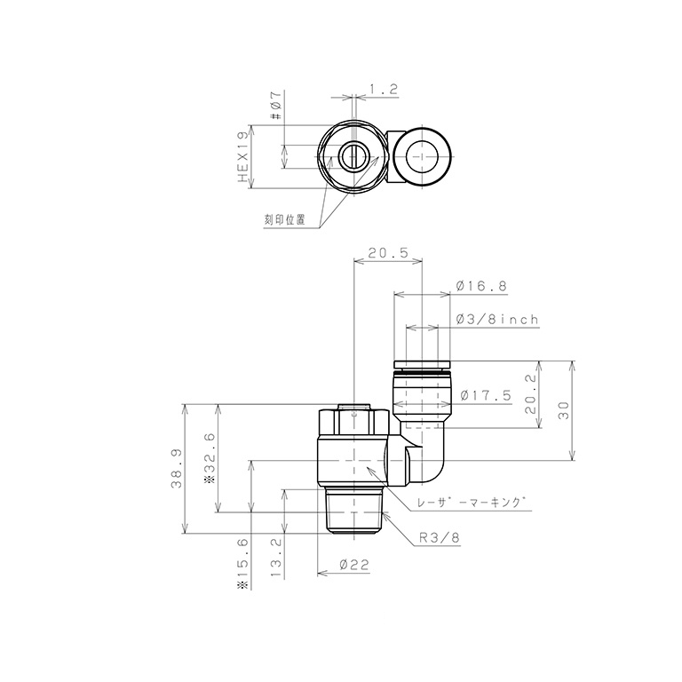 Bản vẽ kỹ thuật Van Tiết Lưu Khí Nén Đầu Vít Dẹp Pisco JSDS3/8-03B-C