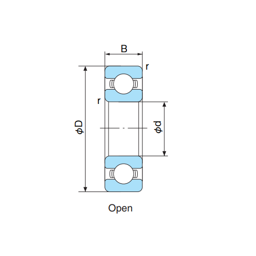 Bản vẽ kỹ thuật Vòng Bi Cầu Rãnh Sâu 1 Dãy  30x72x19mm Nachi 6306