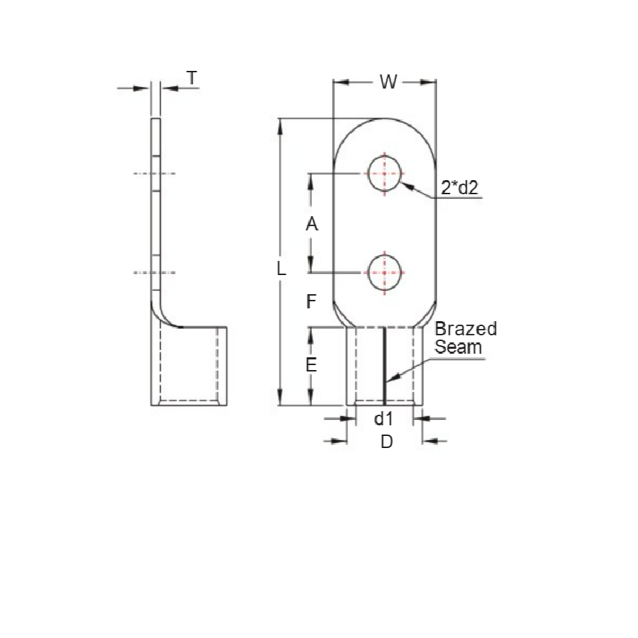 Bản vẽ kỹ thuật Cosse Tròn Trần 100mm2 KST RNB100-12-2B