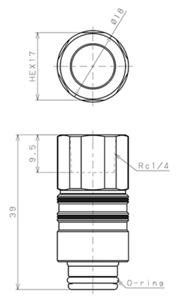 Bản vẽ kỹ thuật Thân Đầu Ngạnh Nối Ống Dẫn Điều Khiển Nhiệt Độ Khuôn Đúc Dạng Thẳng Ren Trong Pisco AKC10-02FP