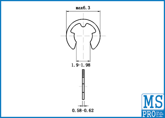 Bản vẽ kỹ thuật Phe Gài Trục Chữ E Thép DIN6799 D2.3