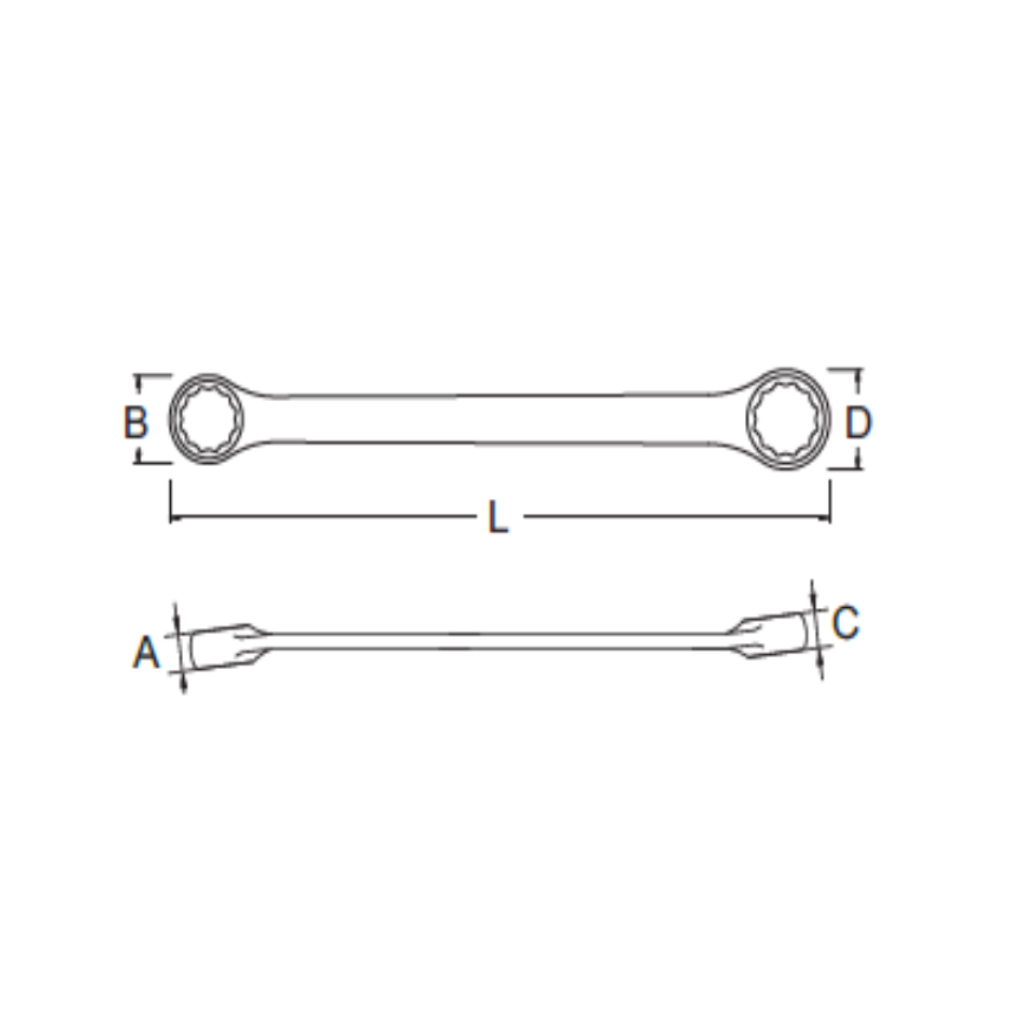 Bản vẽ kỹ thuật Cờ Lê 2 Đầu Vòng 10×12 mm SATA 42202