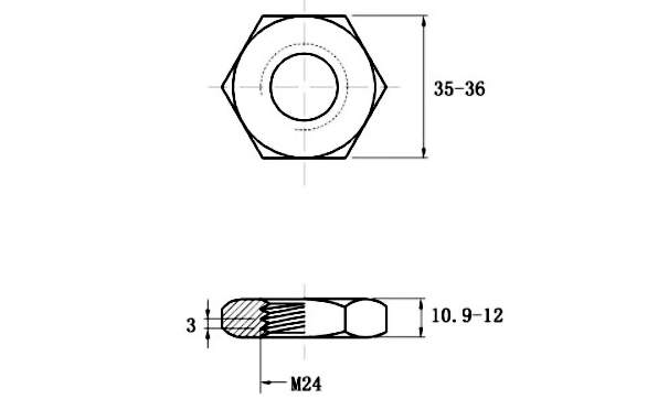 Bản vẽ kỹ thuật Tán Mỏng Inox 316 DIN439 M24