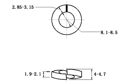 Bản vẽ kỹ thuật Lông Đền Vênh Thép Nhúng Nóng Kẽm DIN127 M8