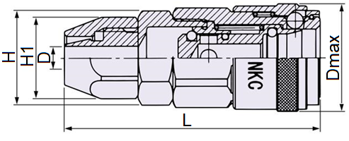 Bản vẽ kỹ thuật Khớp Nối Nhanh Khí Nén 1/4Inch NKC YNL-22SB Dây Ø6.5xØ10