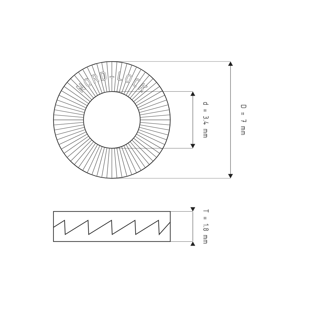 Bản vẽ kỹ thuật Lông Đền Nord-Lock Thép Mạ Zinc Flake M3