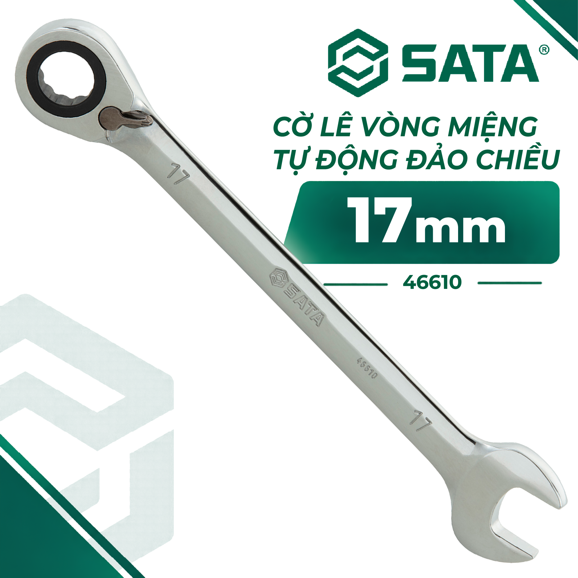 Cờ Lê Vòng Miệng Tự Động Đảo Chiều 17 mm SATA 46610