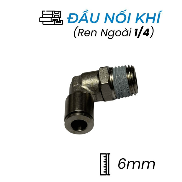 Đầu Nối Nhanh Khí Nén Đồng Cong Ø6mm - Ren Ngoài 1/4" CDC BPL 06R02