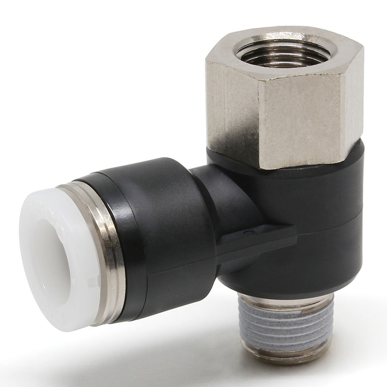Đầu Nối Nhanh Khí Nén Cong 90° Đầu Lục Giác Trụ Ren Đực Cái Pisco PHF5/16-01