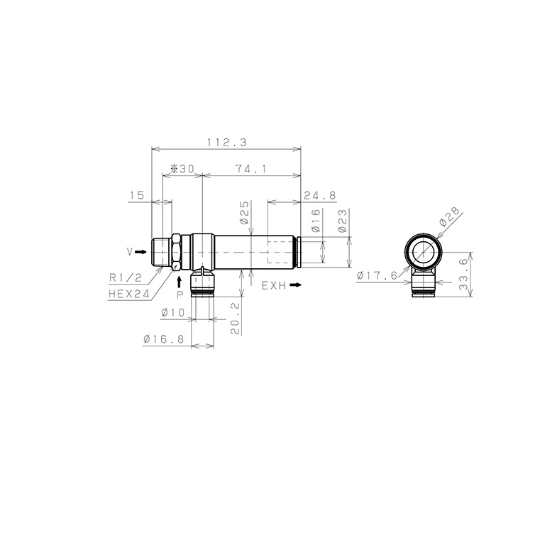 Bản vẽ kỹ thuật Bộ Tạo Chân Không Dòng VRL Pisco VRL300-041016