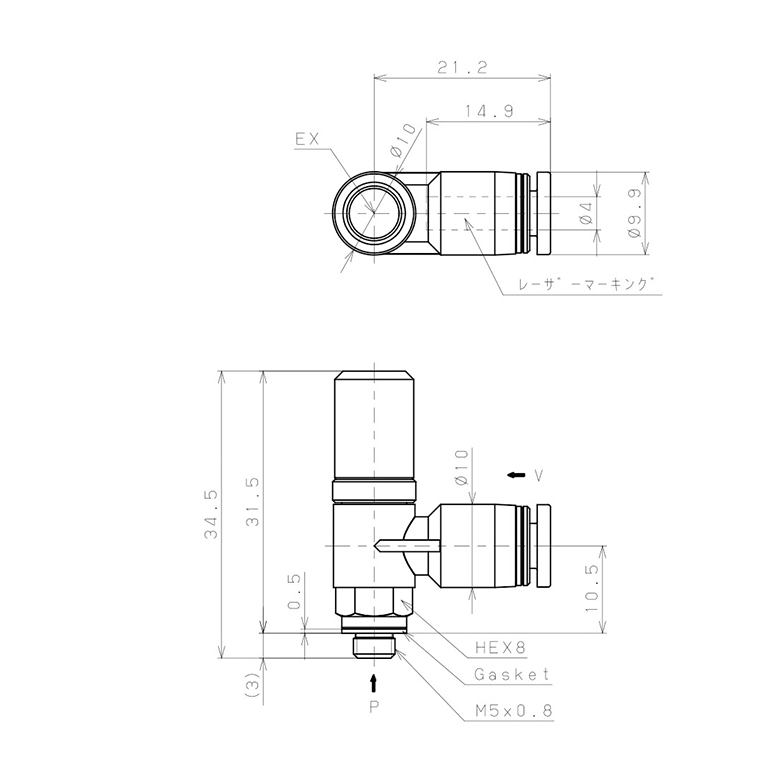 Bản vẽ kỹ thuật Bộ Tạo Chân Không Dòng VH - VS Pisco VHL05-4M5