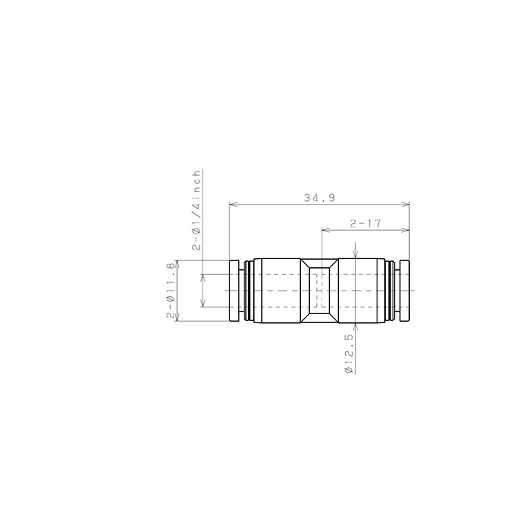 Bản vẽ kỹ thuật Đầu Nối Nhanh Khí Nén Dạng Thẳng Pisco PU1/4W