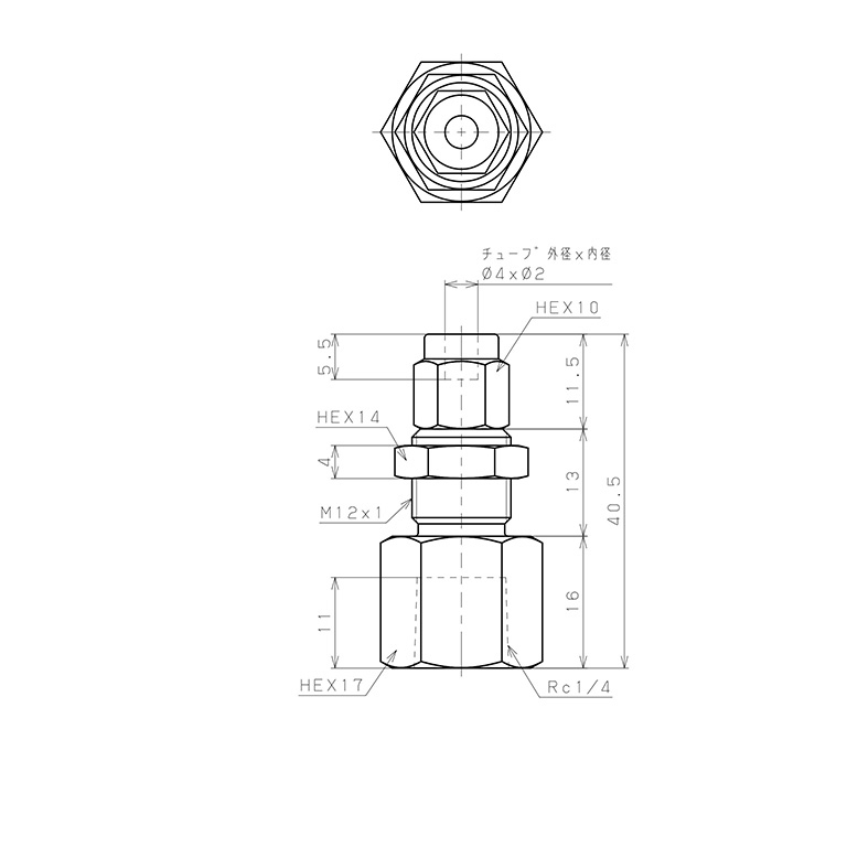 Bản vẽ kỹ thuật Đầu Ngạnh Nối Ống Có Đai Ốc Xiết Dạng Lắp Vách Ren Trong Pisco NSMF0420-02