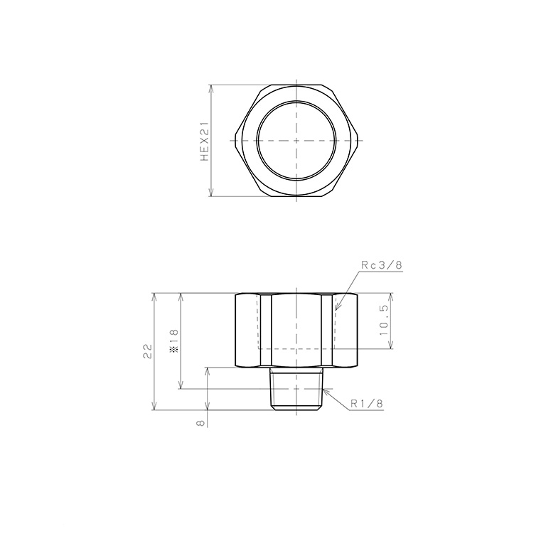 Bản vẽ kỹ thuật Đầu Nối Ren Đực Cái Pisco PF01-03-C