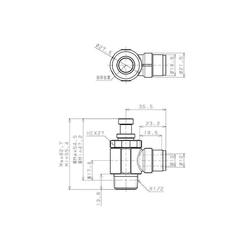 Bản vẽ kỹ thuật Van Tiết Lưu Khí Nén Bằng Đồng Mạ Niken Pisco KJSC10-04A-F