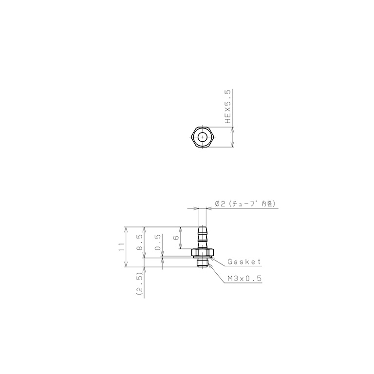 Bản vẽ kỹ thuật Đầu Ngạnh Nối Ống Dạng Thẳng Thân Lục Giác Ren Ngoài Pisco LC-0320-M3-C