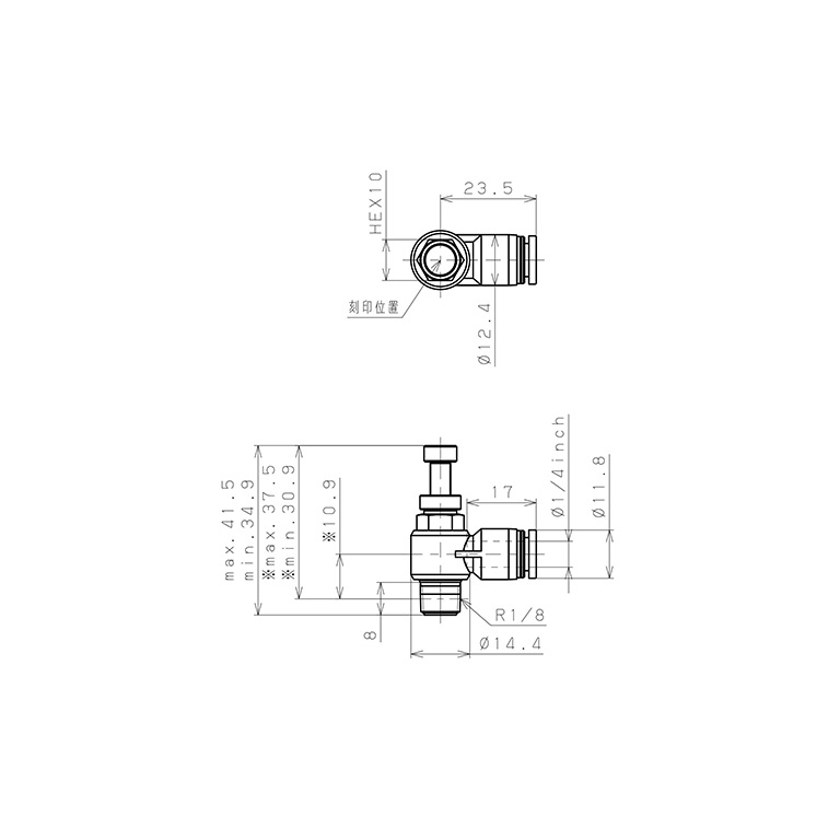 Bản vẽ kỹ thuật Van Tiết Lưu Khí Nén Pisco JSC1/4-01B-C