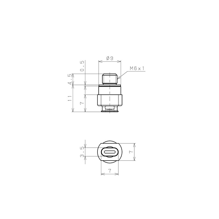 Bản vẽ kỹ thuật Bộ Nấm Hút Chân Không Hình Oval Bầu Dục Có Vít Ren, Nitrile,  O.D 3.5x7 mm, Pisco VP3.5x7EN-M6