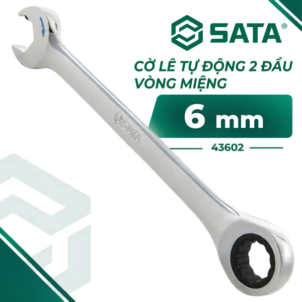 Cờ Lê Tự Động 2 Đầu Vòng Miệng 6 mm SATA 43602