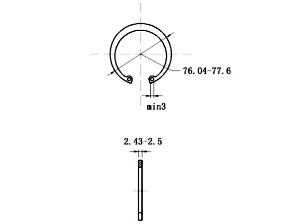 Bản vẽ kỹ thuật Phe Gài Lỗ Thép 65Mn DIN472 D72x2.5