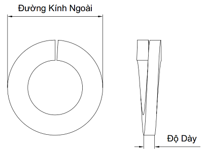 Bản vẽ kỹ thuật Lông Đền Vênh B18.21.1 Thép Nhúng Nóng Kẽm Hệ Inch 5/8