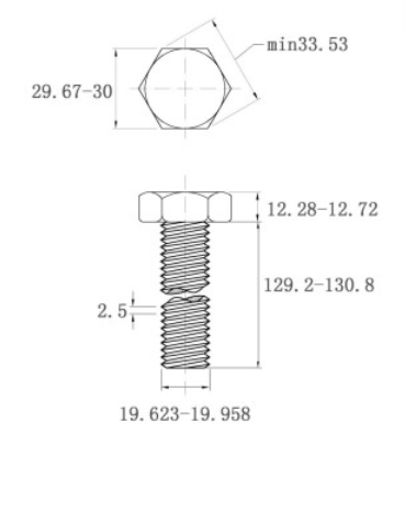 Bản vẽ kỹ thuật Bulong Inox 304 DIN933 M20x130
