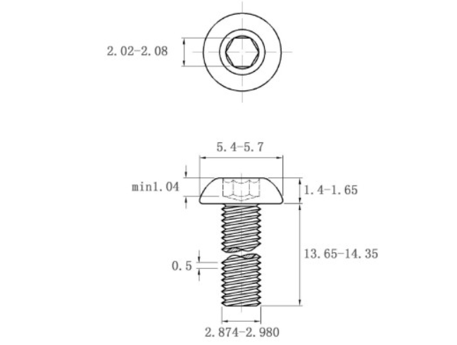 Bản vẽ kỹ thuật Lục Giác Chìm Mo Thép Đen 10.9 ISO7380 M3x14